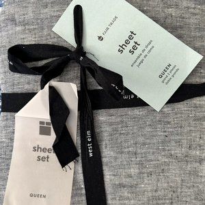 WEST ELM FAIR TRADE SHEET SET QUEEN NWT BELGIAN FLAX LINEN MELANGE